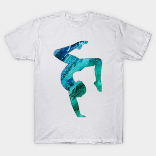 Gymnast Stag Handstand Blue T-Shirt by FlexiblePeople